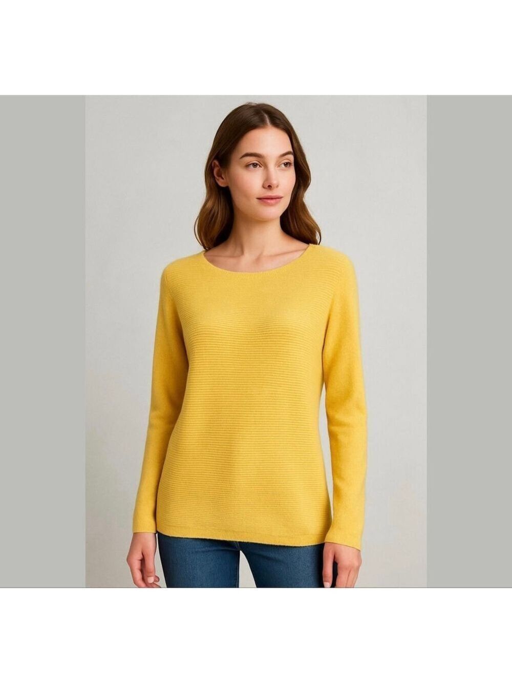MAX Studio 2ply cashmere yellow sweater tunic long sleeve Sz M
